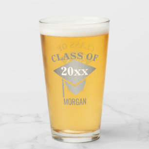 Graduation Silver Mortarboard Tassel Fun Reunion Glass