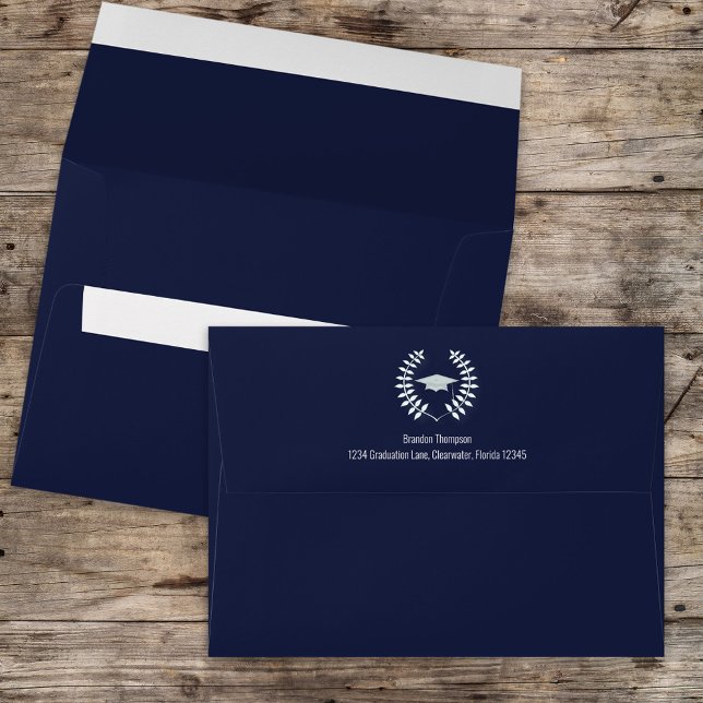 Graduation Simple Classic Laureate Navy Blue  Envelope (Creator Uploaded)