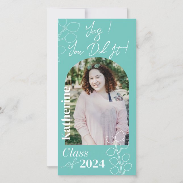 Graduation Simple Foliage Photo Aqua (Front)