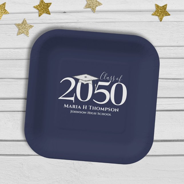 Graduation Simple Modern Minimalist Mortarboard Paper Plate (Creator Uploaded)
