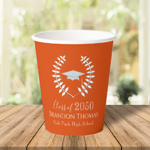 Graduation Simple Modern Mortarboard Orange Paper Cups