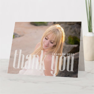 Graduation Simple Thank You Minimalist Three Photo Card