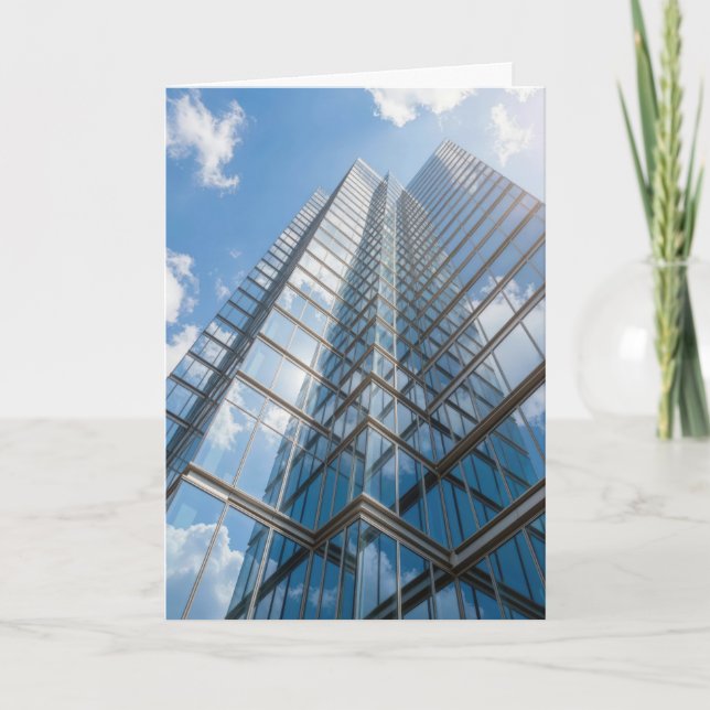 Graduation Skyscraper With Cloud Reflection Card (Front)