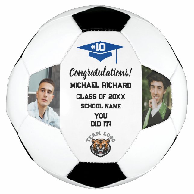 Graduation Soccer Custom Photo & Name Keepsake Soccer Ball (Front)