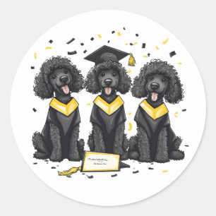 Graduation Standard Poodle Dogs Classic Round Sticker