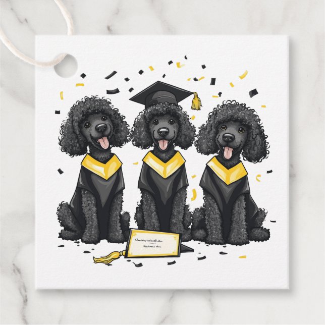 Graduation Standard Poodle Dogs Favour Tags (Front)