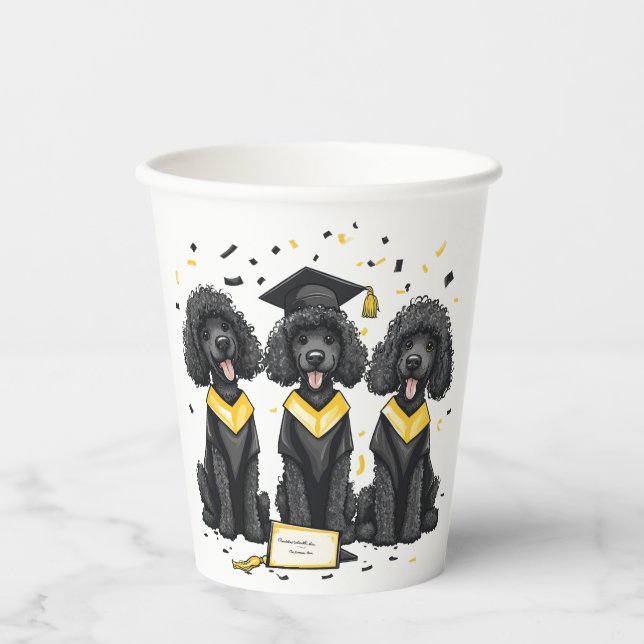 Graduation Standard Poodle Dogs Paper Cups (Front)