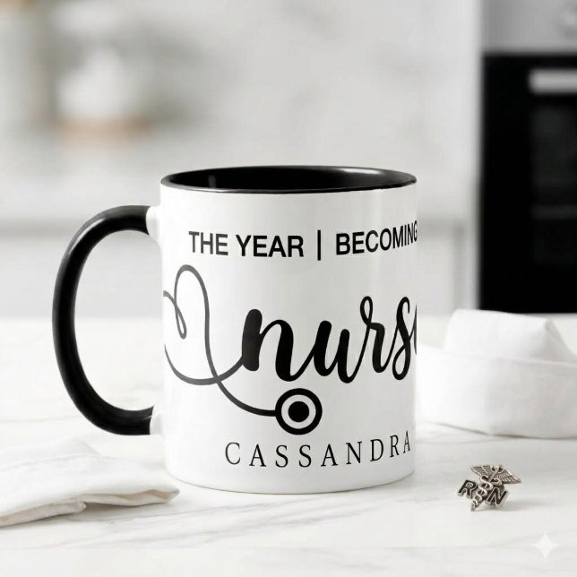 graduation Stethoscope Nurse Script Coffee Mug (Creator Uploaded)