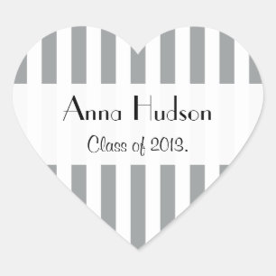 Graduation - Stripes, Lines - White Grey Heart Sticker