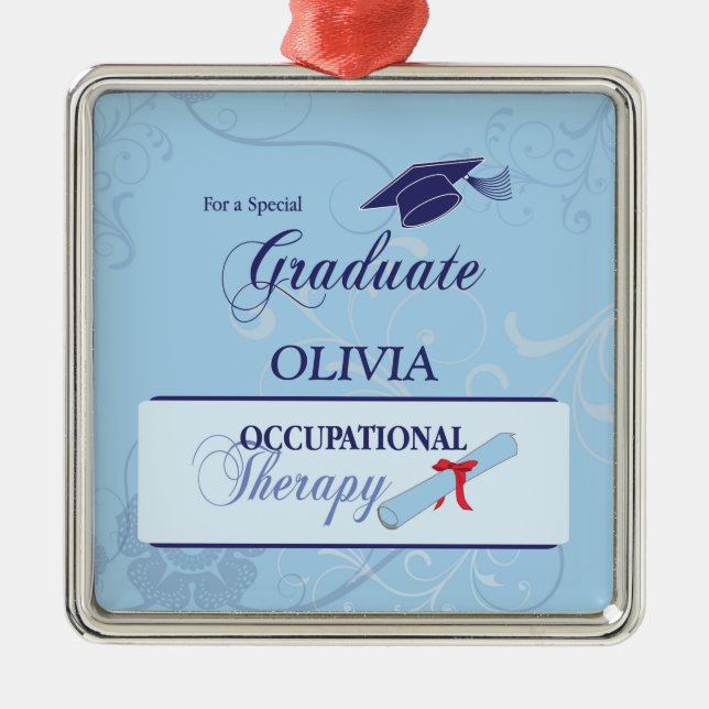 Graduation Swirls, Square Gift Metal Ornament (Front)