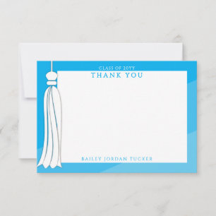 Graduation Tassel Sky Blue Ombre Thank You Card