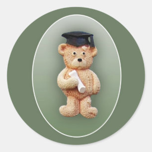 Graduation Teddy Bear Classic Round Sticker