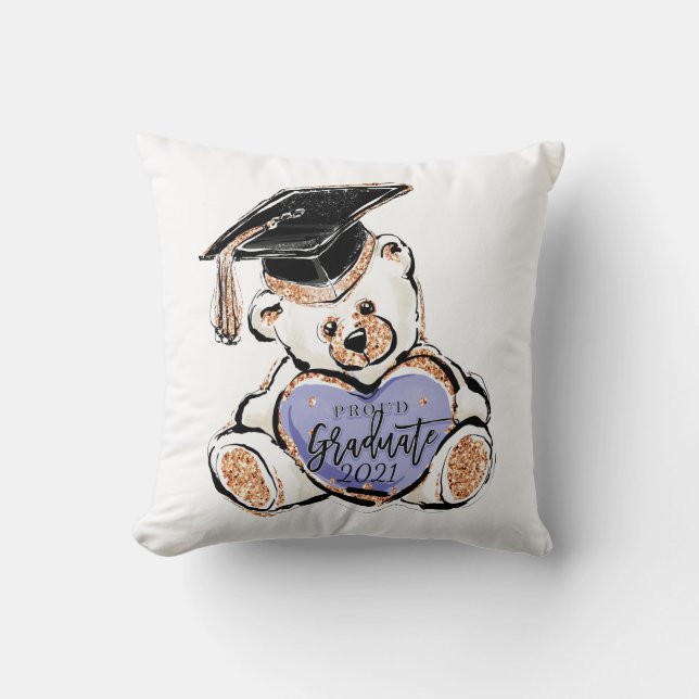 Graduation Teddy Bear Throw Pillow (Front)