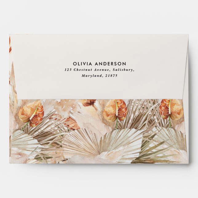 Graduation terracotta pampas grass elegant modern envelope (Back (Top Flap))