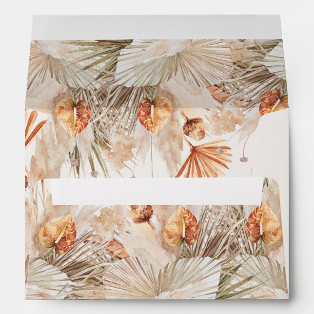 Graduation terracotta pampas grass elegant modern  envelope (Back (Bottom))