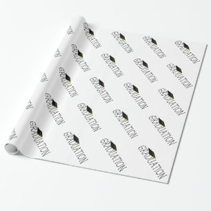 Graduation Text with Cap Wrapping Paper