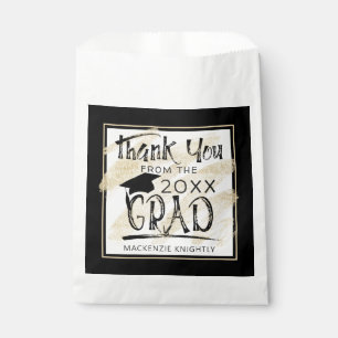 Graduation Thank You Black Gold Hand Lettered Favour Bag