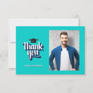 Graduation Thank You Blue Photo Notecard