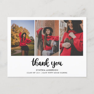 Graduation Thank You Bold Script Photo Collage Postcard