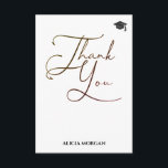 Graduation Thank You Card | Asmelina Harley Script<br><div class="desc">Say thank you in style with this elegant graduation thank you card featuring the Asmelina Harley script font and a clean black and white minimalist design. Graceful flowing typography adds a chic and modern touch, perfect for high school, college, or university graduation. Easily personalize with name, message, and graduation details...</div>