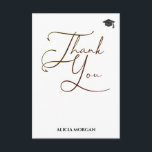 Graduation Thank You Card | Asmelina Harley Script<br><div class="desc">Say thank you in style with this elegant graduation thank you card featuring the Asmelina Harley script font and a clean black and white minimalist design. Graceful flowing typography adds a chic and modern touch, perfect for high school, college, or university graduation. Easily personalize with name, message, and graduation details...</div>