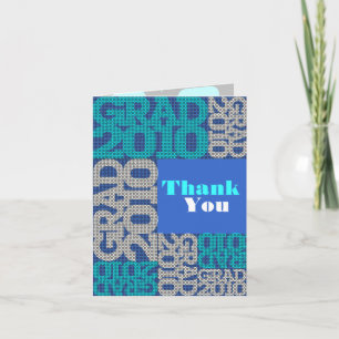 Graduation Thank You Card Pattern Blue