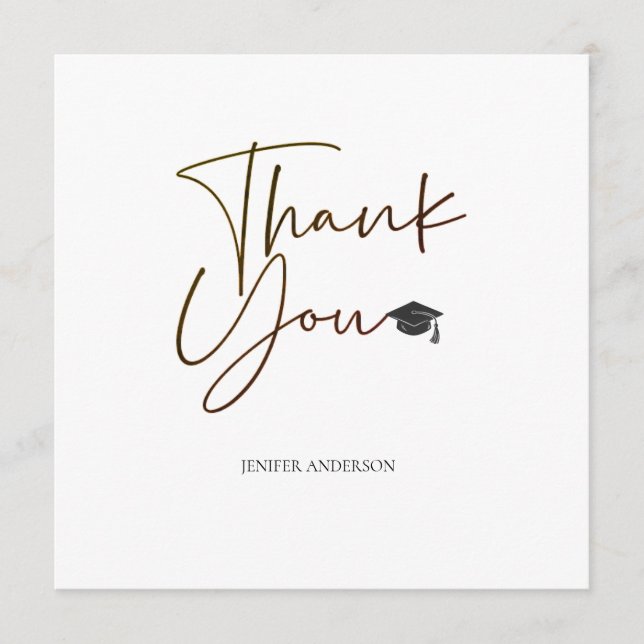 Graduation Thank You Card | Silence Rocken Script  (Front)