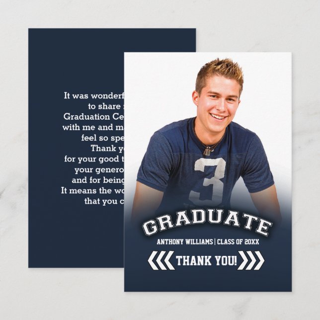 Graduation Thank You Custom Flat Photo Card (Front/Back)