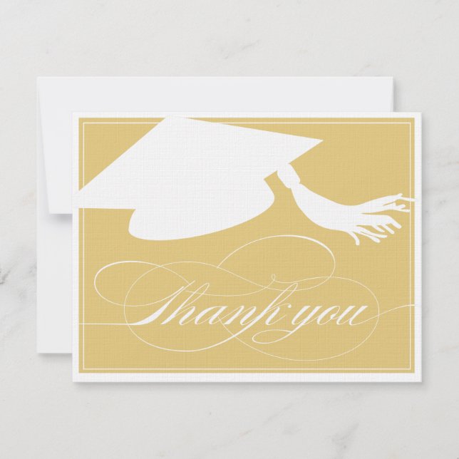 Graduation Thank You Flat Note Card | Gold (Front)