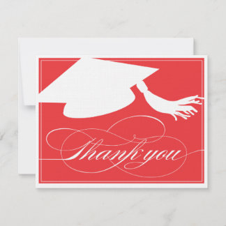 Graduation Thank You Flat Note Card | Red