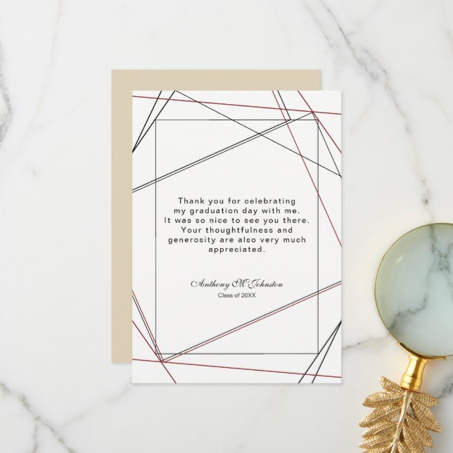 Graduation Thank you Geometric Design Card (Front/Back In Situ)