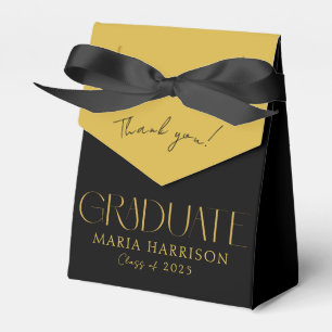 Graduation Thank you! Gold Black  Favor Box