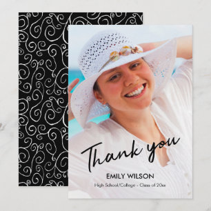 Graduation Thank You Grad Photo Chic Pattern Announcement