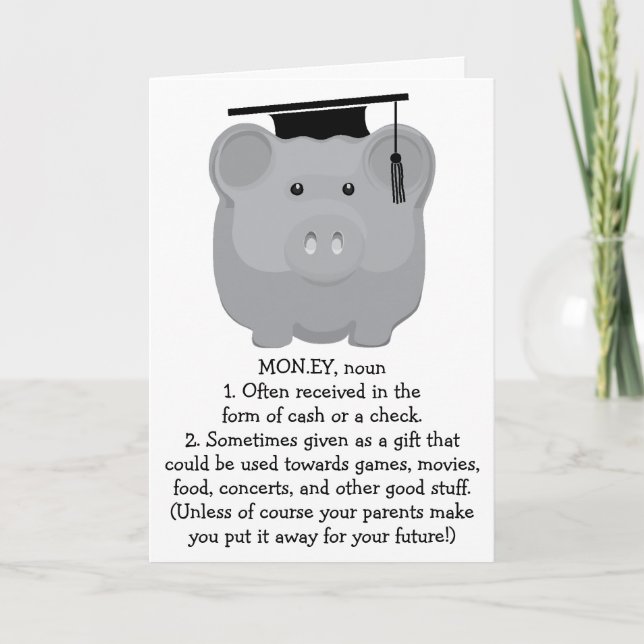 Graduation Thank You Greeting Card Piggie Bank (Front)