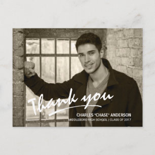 Graduation Thank You Handwritten Brush Script Postcard