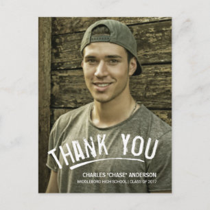 Graduation Thank You Modern Grunge Lettering Postcard
