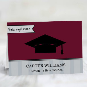 Graduation Thank You Note Cards Maroon Red