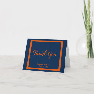 Graduation Thank You, Orange/Navy Personalized Thank You Card