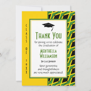 GRADUATION THANK YOU Personalized JAMAICA Card