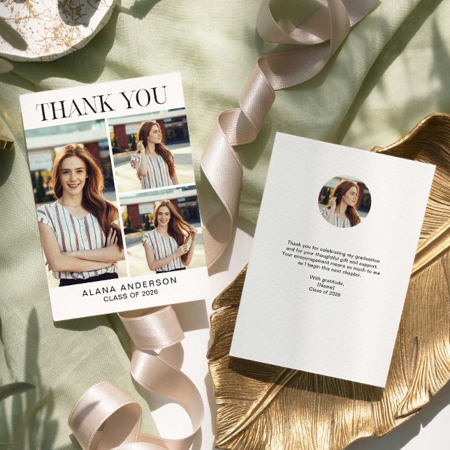 Graduation Thank you Photo Collage Modern Class Card (Creator Uploaded)