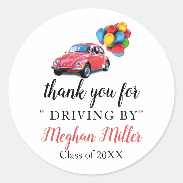 Graduation Thank you red car sticker (Front)