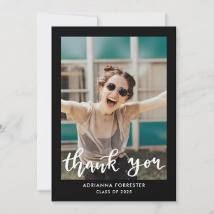 Graduation Thank You Script   Black   Grad Photo Card