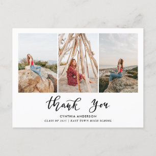 Graduation Thank You Script Modern Grad Photo Postcard