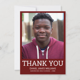 Graduation Thank You Simple Photo Red Card