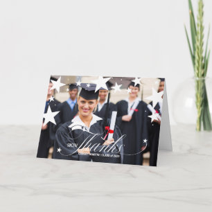 Graduation Thank You with Stars and Grad's Photo Card
