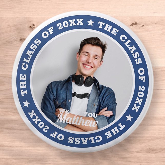 Graduation The Class of 20XX Modern Custom Photo 3 Inch Round Button (Creator Uploaded)