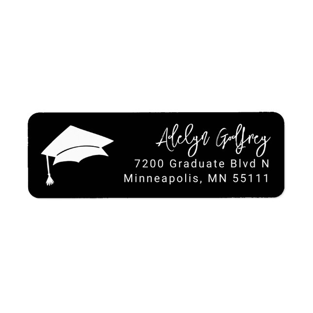 Graduation Theme Grad Cap Doodle Black (Front)
