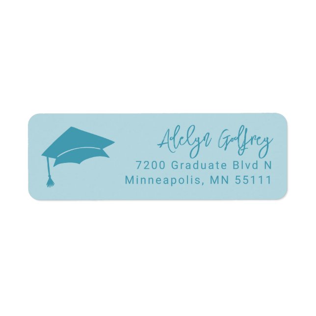 Graduation Theme Grad Cap Doodle Blue (Front)