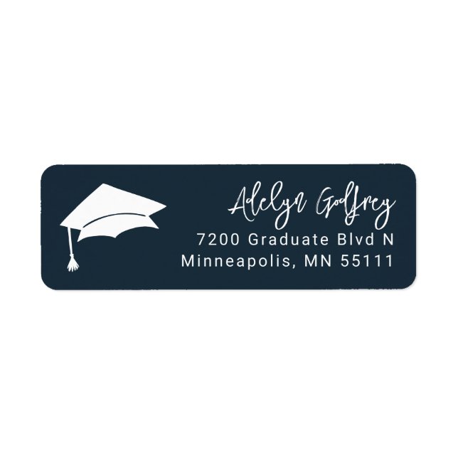 Graduation Theme Grad Cap Doodle Navy Blue (Front)