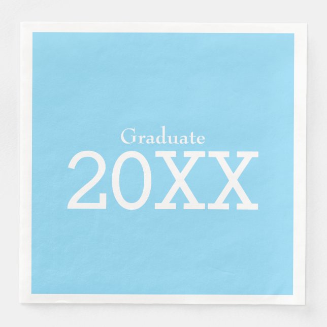 Graduation Theme Light Blue Paper Napkin (Front)